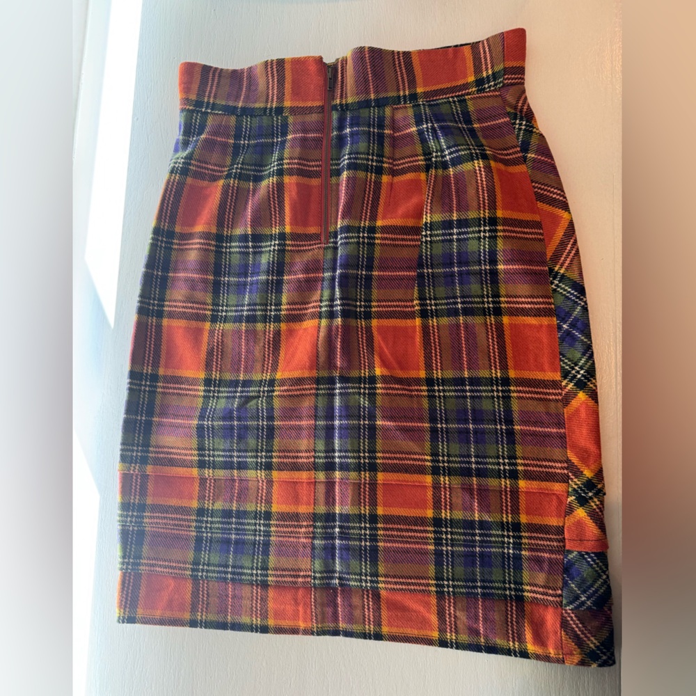 NWT Anthropologie Easy Keeper skirt Orange Plaid Pencil Skirt 8 - Picture 4 of 6